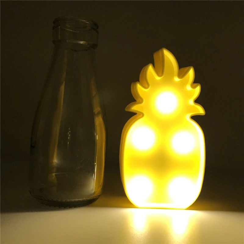 Моделирование светодиодный светильник Корея кактус декоративные растения лампа Фламинго Рождественские огни письмо Настольный маленький ночник - Испускаемый цвет: pineapple