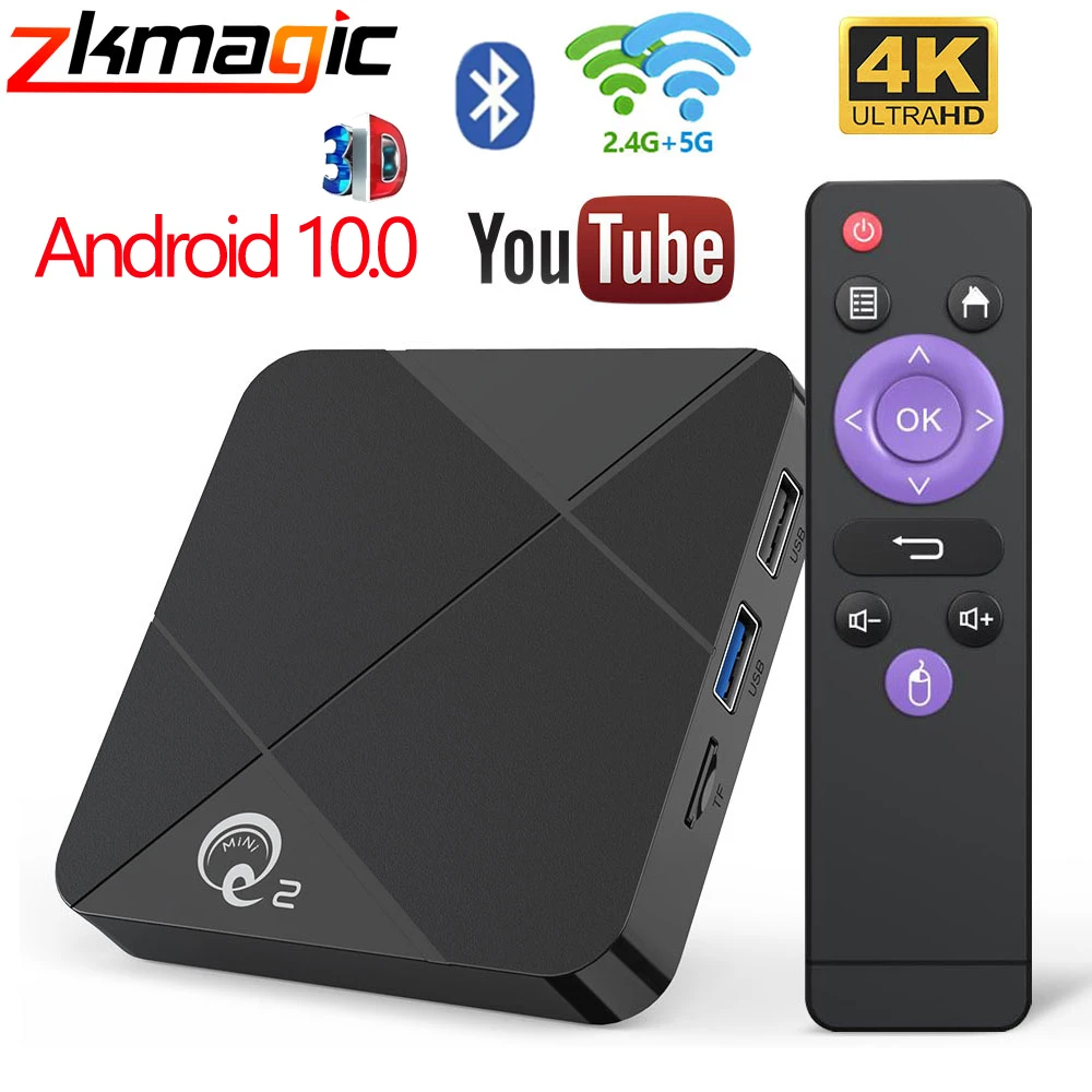 Q2 Android 10 0 TV Box RK3318 чип 2 4 и 5G Wi Fi Гб 128 4K Smart Tv bluetooth медиа проигрыватель Youtube Google Play