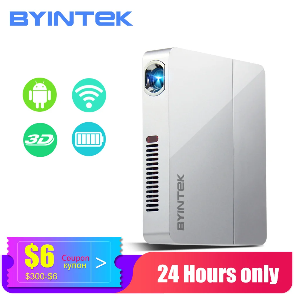 Мини 3D проектор BYINTEK R9 умный Wifi android мультимедийный портативный светодиодный DLP с