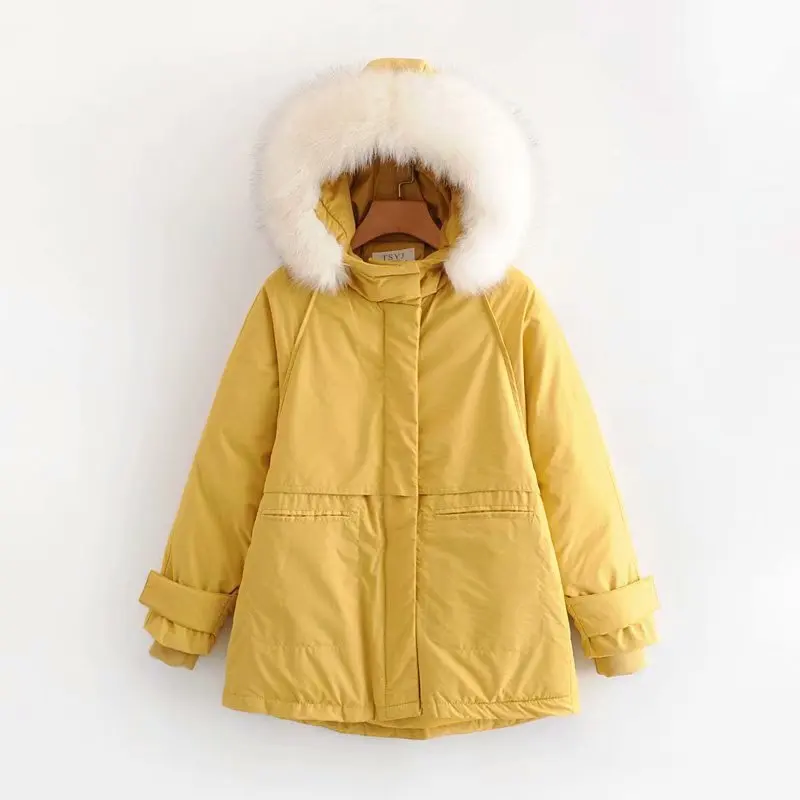 

K541. 1-191011-Korean-style WOMEN'S Wear Autumn And Winter New Style Short Large Fur Collar Loose-Fit down Coat Cotton-padded Cl