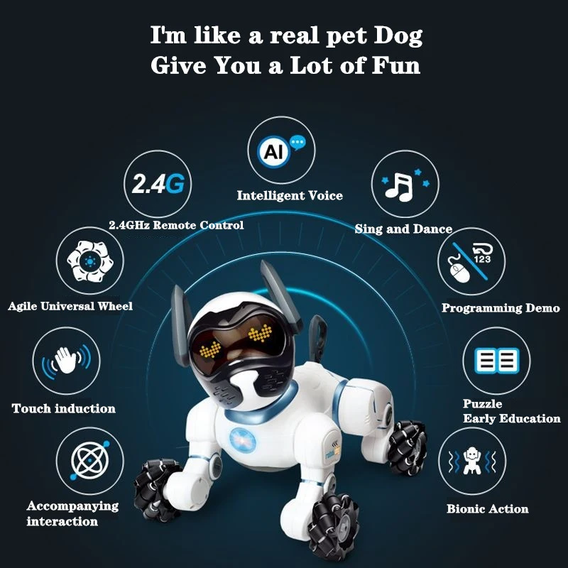 Voice-Controlled Smart Robots Dog Voice Dialogue Children's Educational Toy RC Robot Dog Singing Dancing Robot Toys For Children