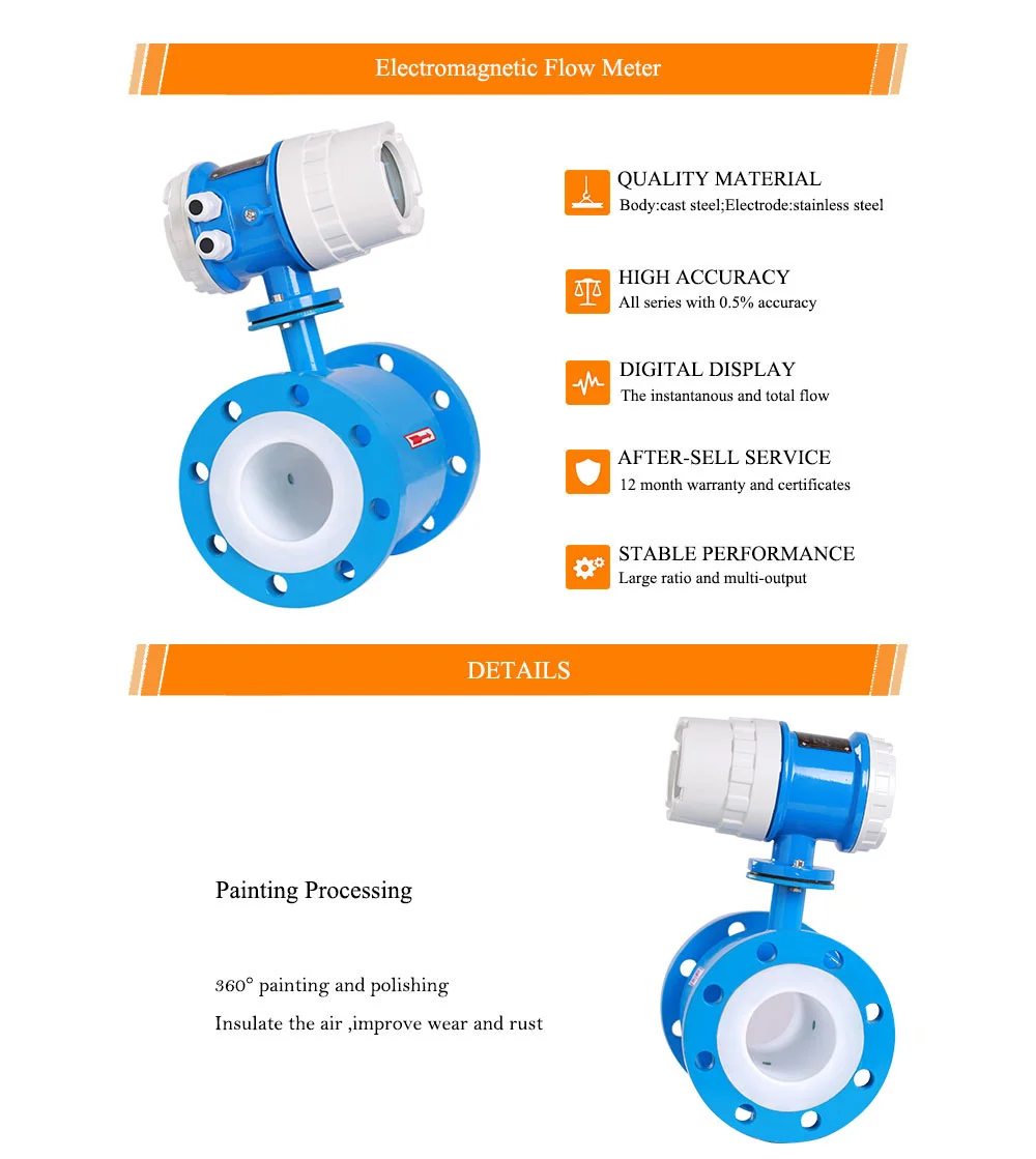 Tuodapu Electromagnetic Flow Meter Water Flowmeter Range 0~30 m3/h Diameter Of Sensor DN10~ DN600 Accuracy 0.5% or 1.0%