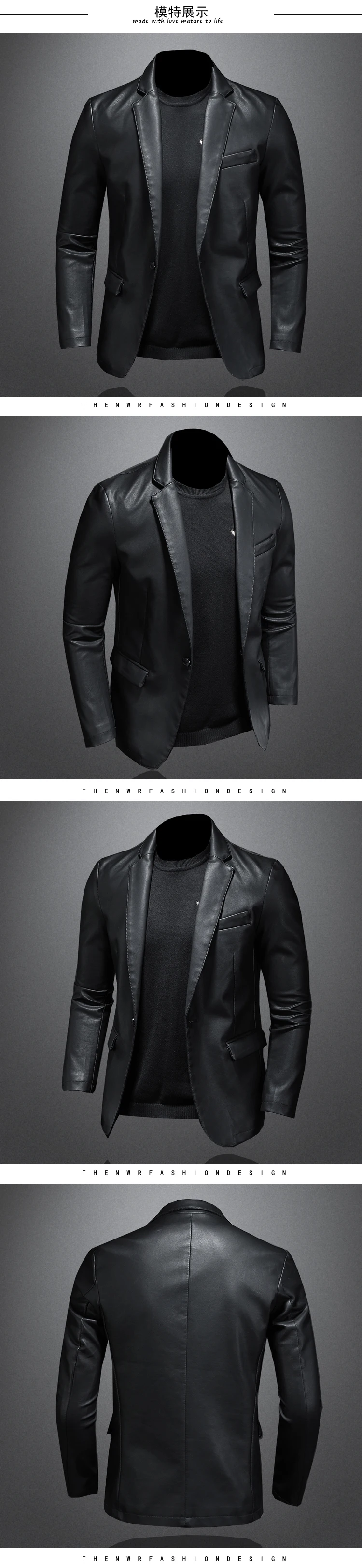 2021 New Suit Oversized Leather Jacket Business Fashion Men's Vegan Jacket Men's Slim Fit PU Leather Jacket Suit For Men S-5XL tall leather jacket