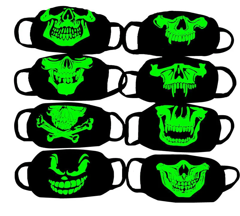 

Mouth Face Mask Woman Men Glow In Dark Skull Scarey Masks Luminous Face Mask Cosplay Costume Mask DIY Party Decorations