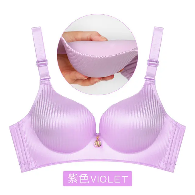 Super Push up Thickened 6cm Women Sexy Bra Small Chest Adjustable Bread Cup Bra Top Girl's Wireless Comfortable Underwear Light Purple