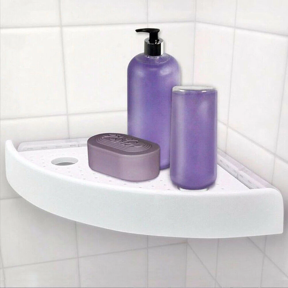 

SnapUping Shelf Bathroom Corner Storage Rack Shelf Rack Grip Storage Multifunction Wall Mounted Holder No Drill