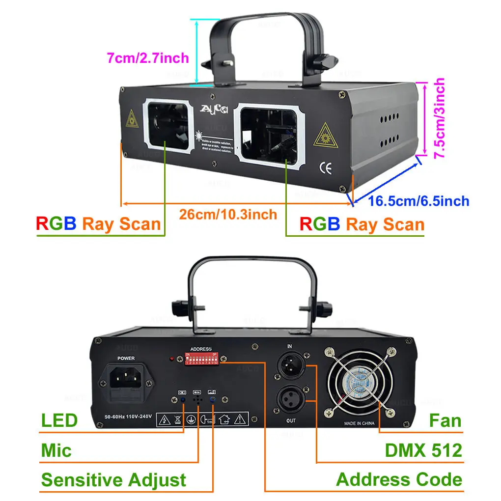 AUCD 2 линзы красный зеленый синий RGB проектор лазерные огни DMX Профессиональный DJ
