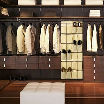 

2PCS over the Door Shoe Organizer 24 Large Pockets Heavy Duty Fabric Hanging Shoe Rack over the Door Hanging Shoe Organizer for