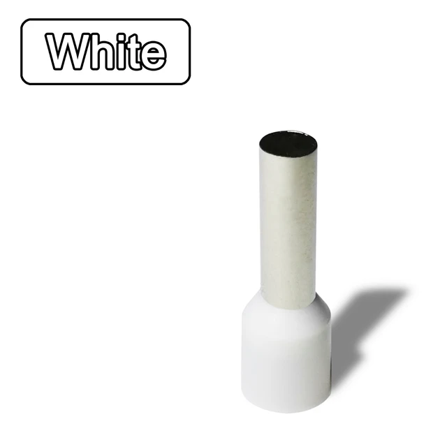 1000pcs/Pack E0508 E7508 E1008 E1508 E2508 Insulated Ferrules Terminal Block Cord End Wire Connector Electrical Crimp Terminator 1000pcs White