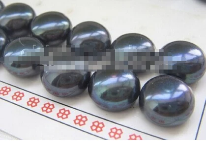 817 16 пар 12 мм натуральный черный плоский круглый пресноводный жемчуг