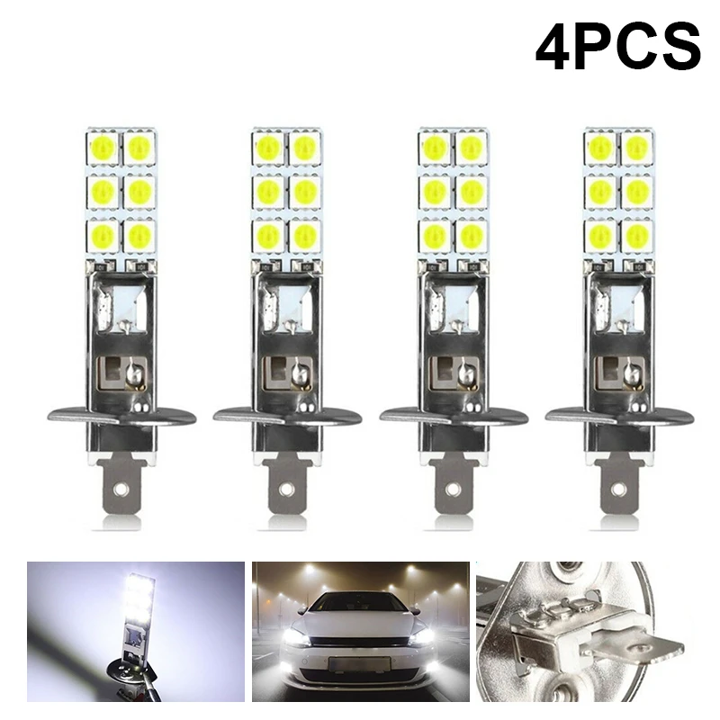 4pcs H1 Super White 6000K 55W 12 SMD LED Headlight Bulbs Kit COB LED Headlight Hi/Lo Beam Bulbs Auto Fog Lamps| | - AliExpress