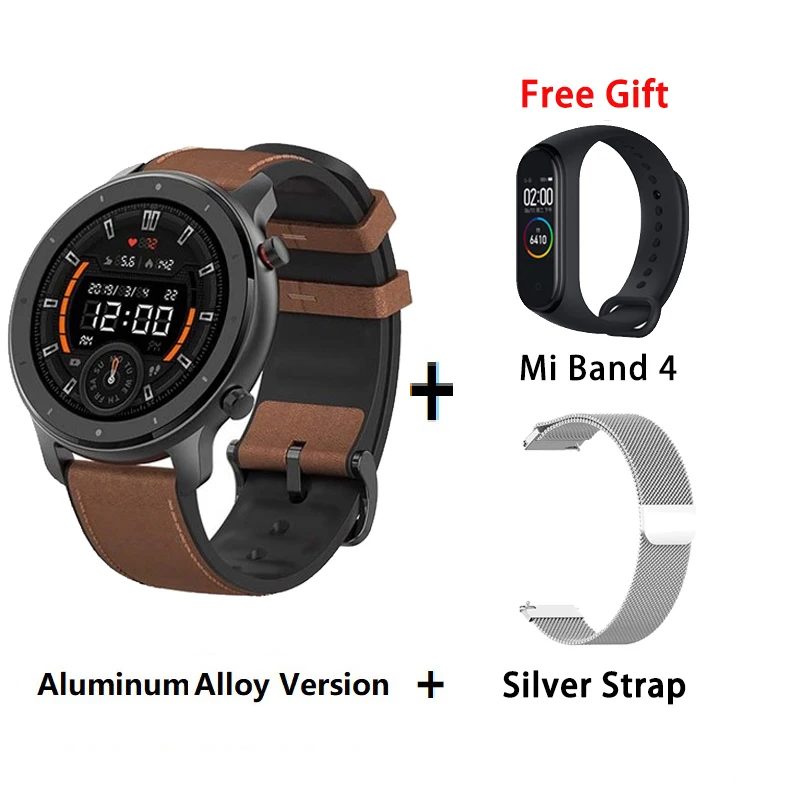 [Глобальная версия] Huami Amazfit GTR 47 мм 42 мм gps Смарт часы мужские 5ATM водонепроницаемые Смарт часы 24 дня батарея - Цвет: A add silver strap