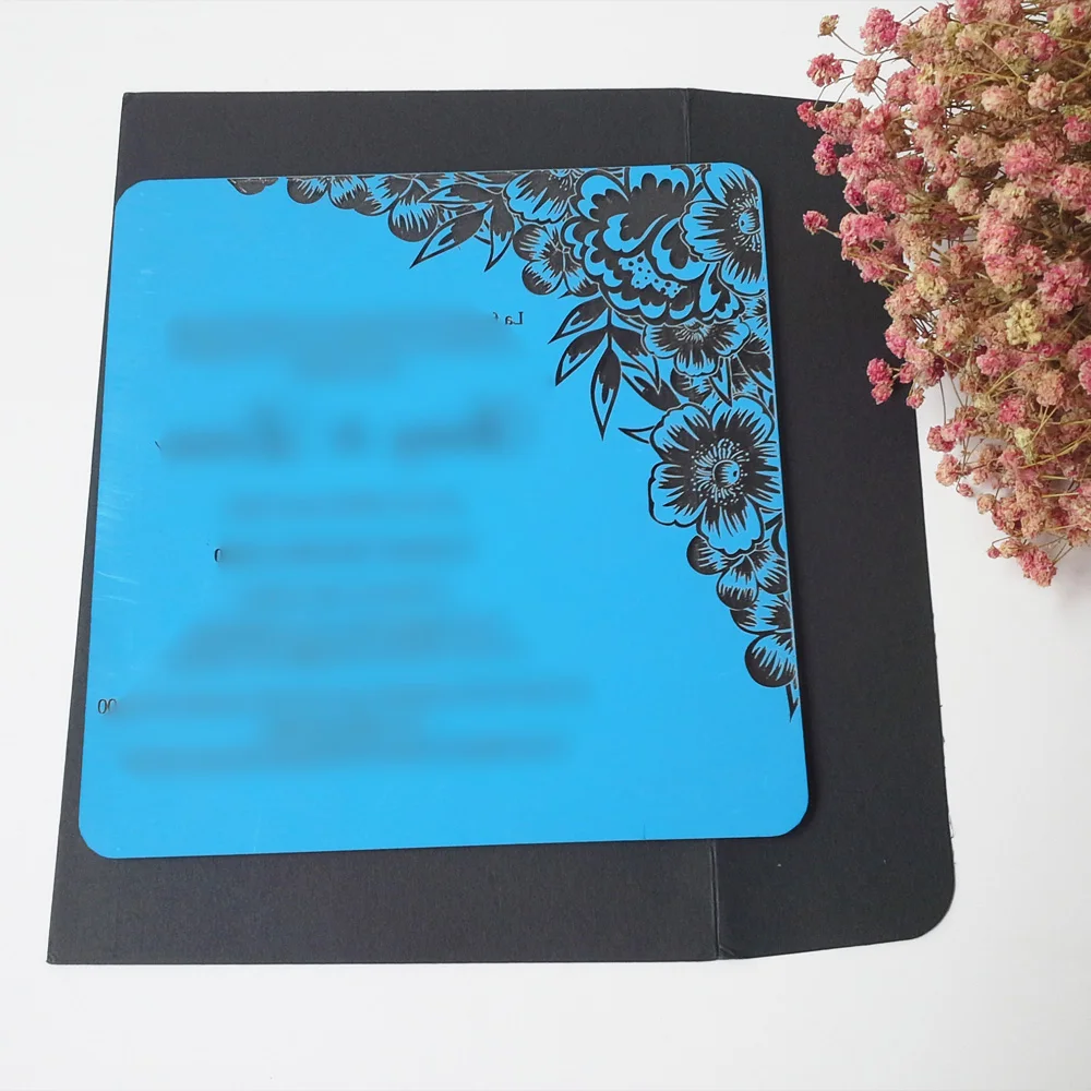  Sample order for 7*7inch flower elements square shape silver mirror acrylic wedding invitation card - 32698903464