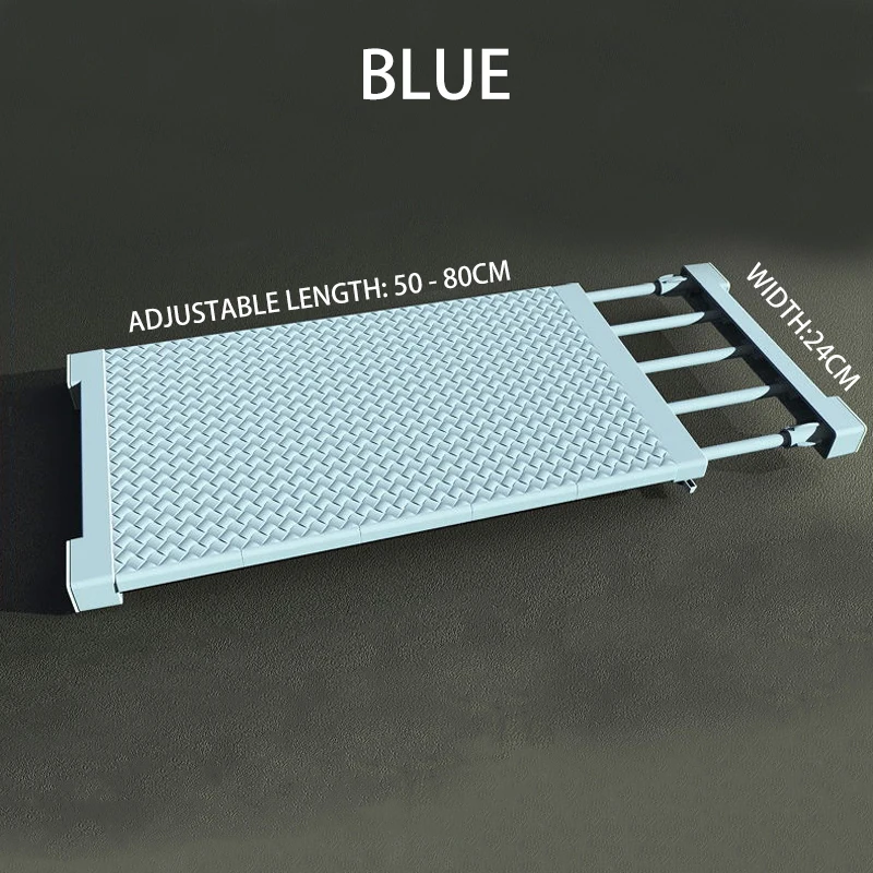 Регулируемый шкаф, органайзер для хранения, полка настенная, сделай сам, шкаф для хранения, шкаф для хранения, органайзер для ванной комнаты - Цвет: Blue 50-80cm 24cm
