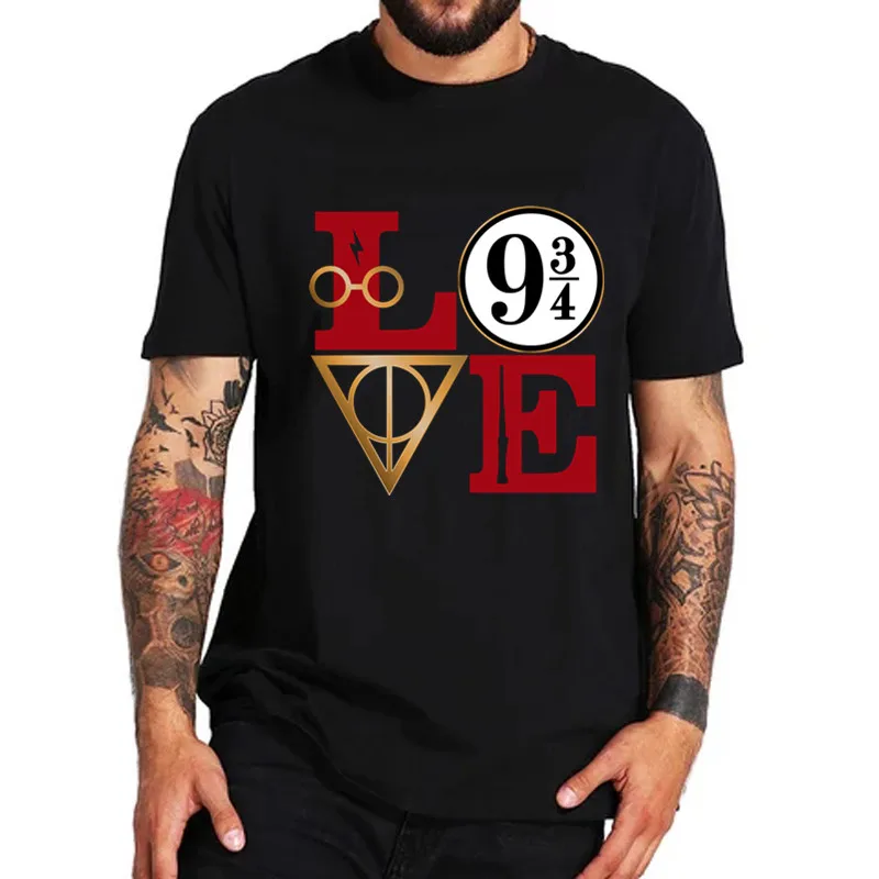 

Geometric LOVE Funny T shirts men Harry t-shirts Potter casual tops hipster Hip hop Tee shirt Hogwarts leisure tshirts camisetas
