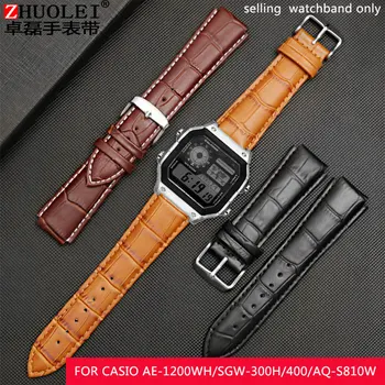 

24*18mm New design convex leather strap for CASIO ae-1200wh / sgw-300h / 400 / aq-s810w Series Watchband Free shipping