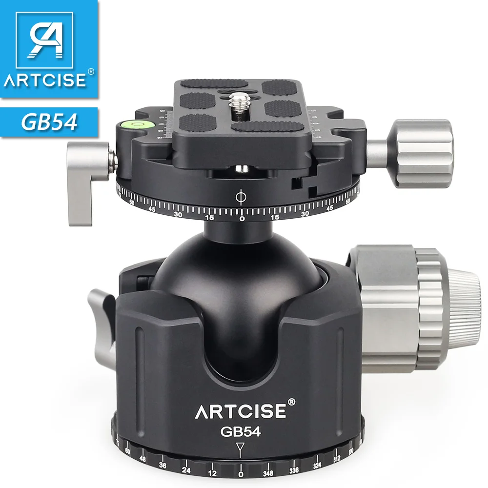 GB54 Low Profile Tripod Head Double Panoramic Ball Head for Camera 54mm Big Ball Super Load Capacity Lower Center of Gravity tripod ball head camera panoramic head