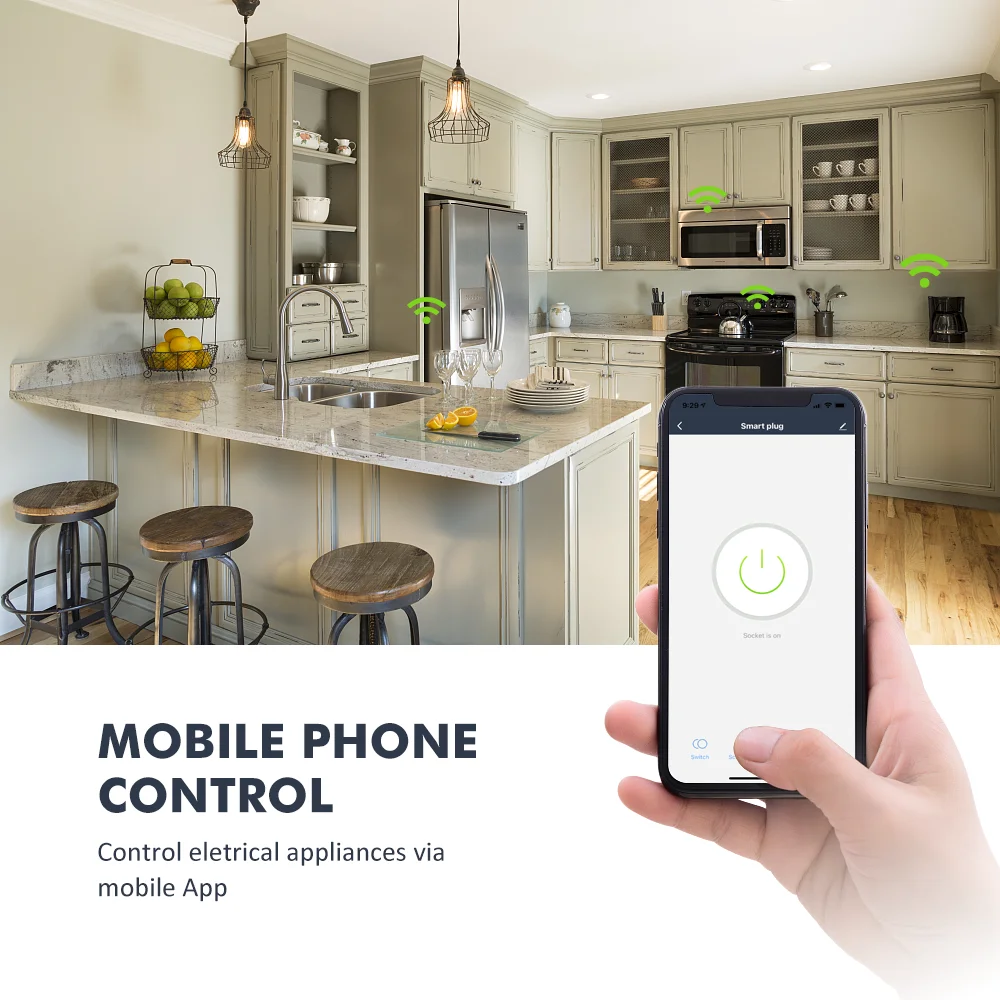 Ʈ ÷ Tuya WiFi Scoket EU 16A 220V   ͸ Ÿ̹  Alexa Google Ȩ   Ȩ EU ÷