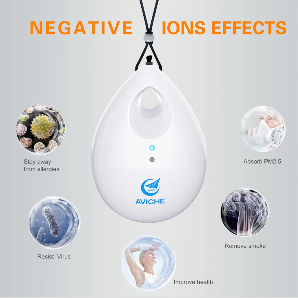 Tanie Mały przenośny osobisty oczyszczacz powietrza poręczny wokół szyi generator jonów ujemnych filtry zarazki, zapachy, kurz, pleśń, alergeny