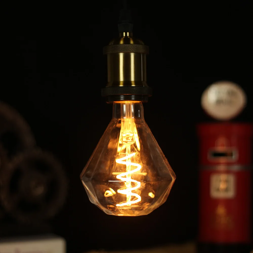 

Flat Roof Diamond Modeling Special Shape Edison Bulb LED Single Spiral Decoration Light Source Bulb 220V 4W E27