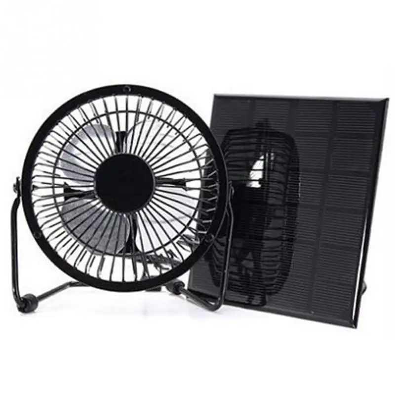 

Solar Panel Powered Fan 3W 6V Mini Cooling Ventilation Fan USB 4-inch Power Bank Camping Fan for Home Office Outdoor Traveling
