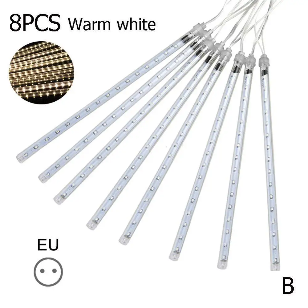 Метеоритный дождь светильник 30 см/50 см/80 см метеоритный дождь светильник светодиодный открытый Водонепроницаемый метеоритный дождь светильник 8 шт. в упаковке - Испускаемый цвет: B  Warm White EU