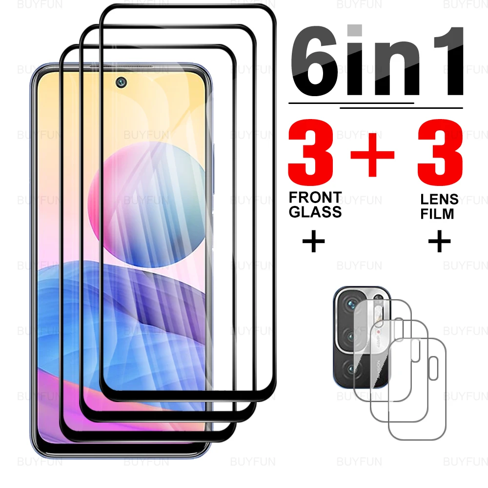 Для Redmi Note 10 5G 6 в 1 закаленное стекло с черными краями для xiaomi redmi note pro 10s 10t
