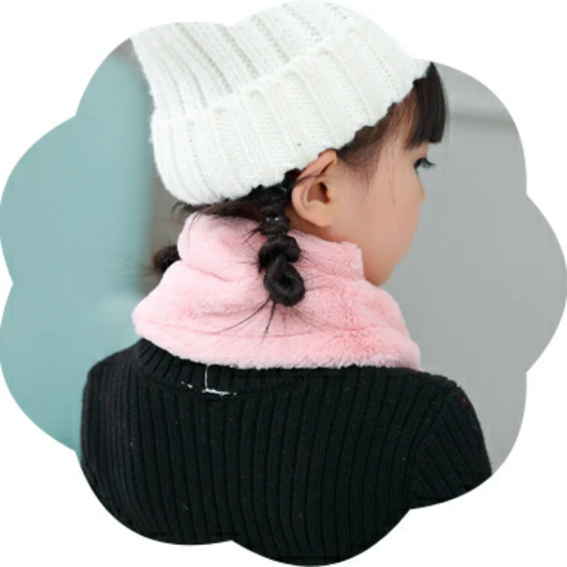 Intersection Shape Children's Ring Warm Winter Scarf Cute 3D Cartoon Bear Imitation Rabbit Fur Collar Echarpe Girl Boys Scarves