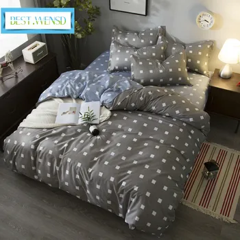 

BEST.WENSD Hot High-quality plaid housse de couette comforter bedding set king queen size bed cover+flat bed linen+pillow cover