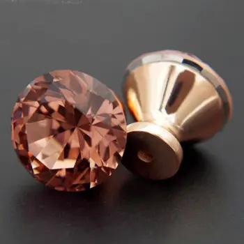 

2pcs/4pcs Crystal Door Drawer Kitchen Glass Door Knobs Handle Cabinet 30mm Rose Gold Colors
