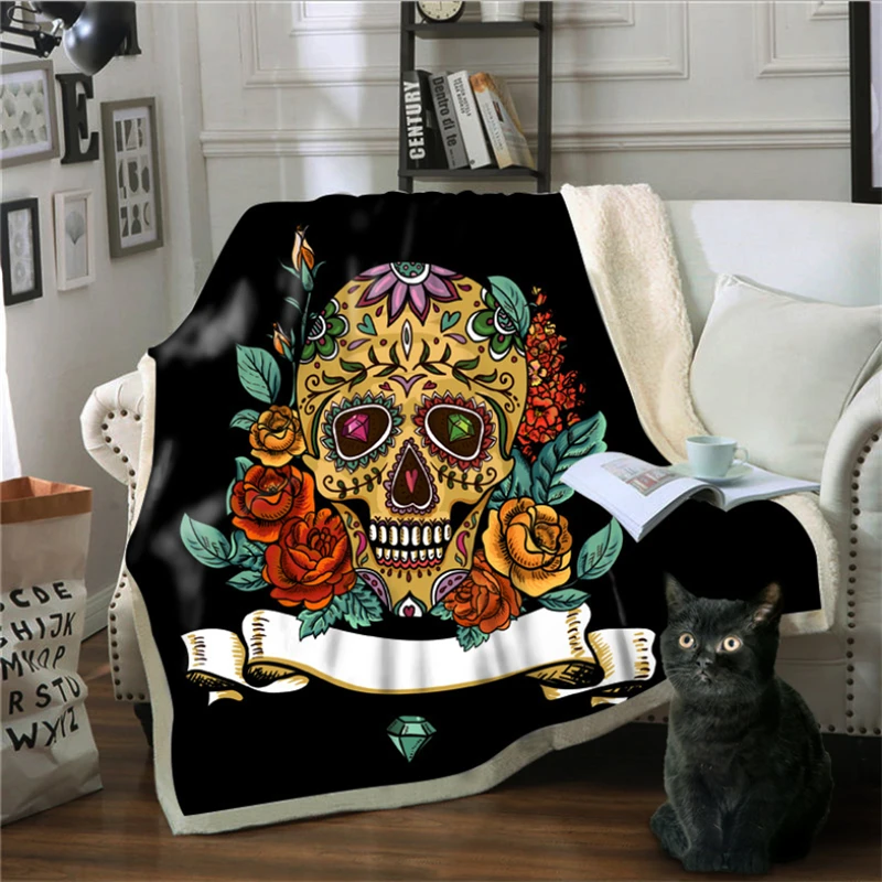 

Blanket Sweatshirt 3D Skull Head Series Printing Blanket Sofa Blanket 150cmX200cm Hooded Blanket Waterproof Anti-Pilling