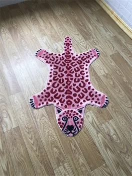 

2020 Pink Leopard Printed Area Rug Tiger Printed Cowhide Faux Skin Leather NonSlip Antiskid Mat Animal Print Carpet 74x112cm