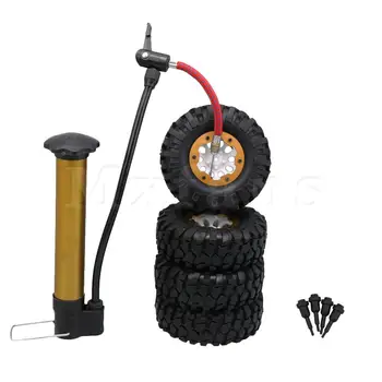 

Mxfans 4 Pieces RC1: 10 108mm Inflatable Tyre & Gold Beadlock White Wheel Rim