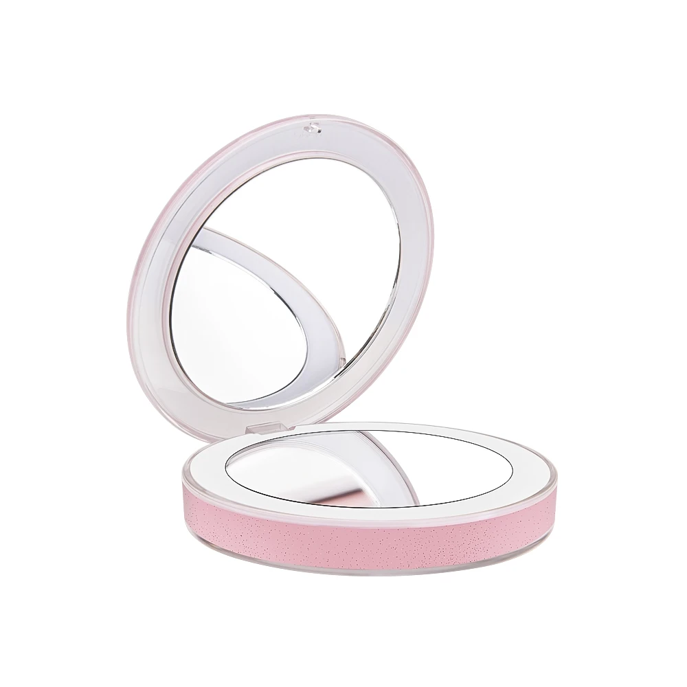 

Makeup Mirror with Led Lights USB Charging Vanity Mirrors Desk Portable Mini Size Round Shape Cosmetic Mirrors for Table Travel