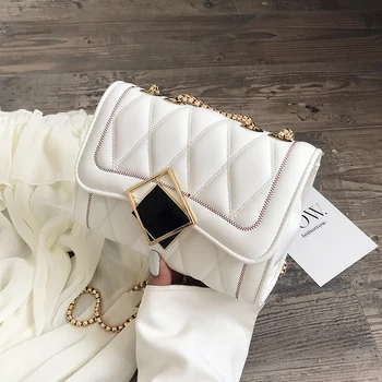 

Ladies Fashion Solid Color Messenger Bags Elegant Chain Shoulder Crossbody Bags Female Casual Small Square Bag Channels Handbags