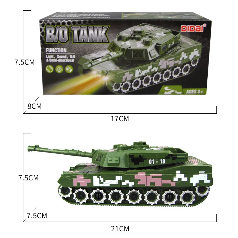 

New Style CHILDREN'S Electric Toy Car Military Model Toy Light Included Shining Music Universal Tank Boy Toy