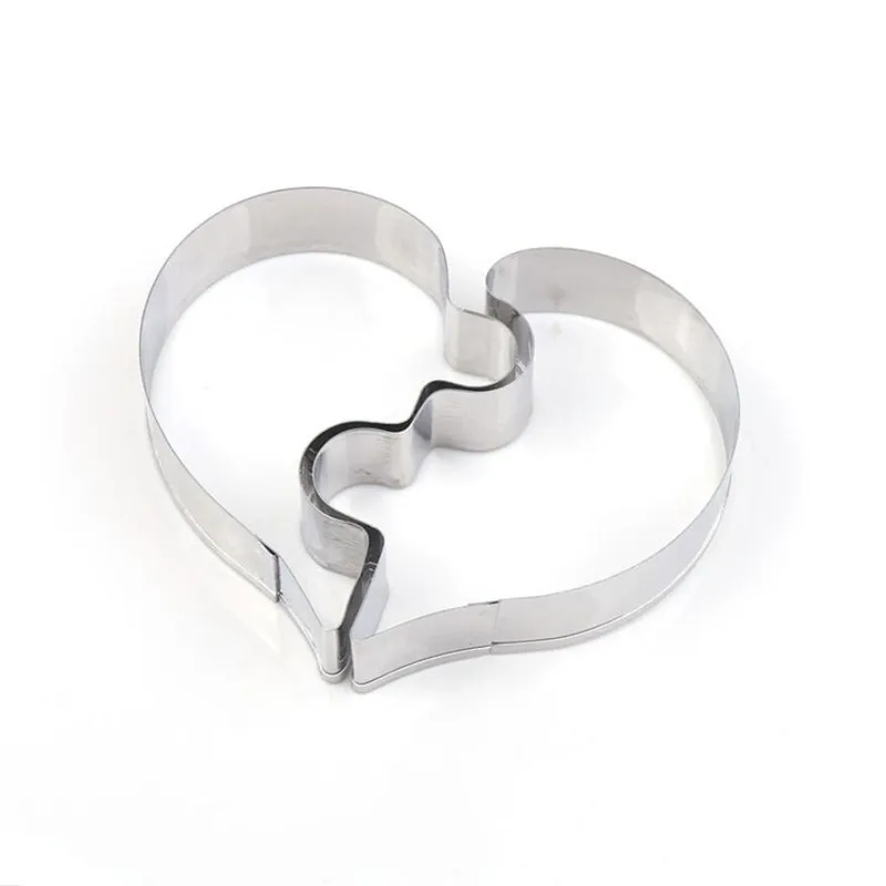 Heart Cookie Molds Left Right Heart Shaped Cookie Cutter Funny Love Wedding Puzzles Romantic Cookies Mold Biscuits Stamp 2 Pcs cookie cutter baking mold cookie mould cookie printing mold