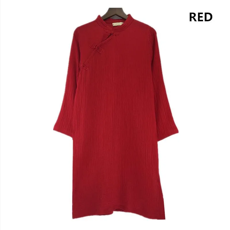 2024 New Spring Cotton linen comfortable Chinese Style Women Dress, brand vintage dresses Autunm Vestidos white black red  