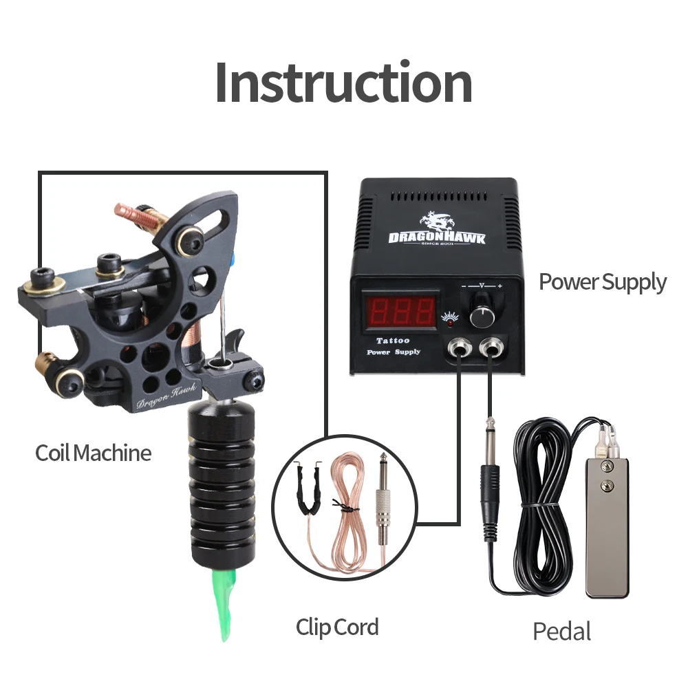 Профессиональный комплект 2 пулемёта 10 цветных чернил источник питания полные комплекты татуировки