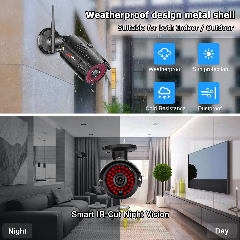 ANRAN 6CH Surveillance System 2MP Wireless Outdoor Camera Kit Security System Video Recorder Waterproof Remote Control Night