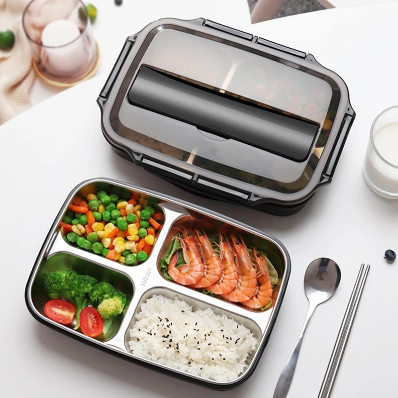 NUZAMAS Bento Box In Acciaio Inox 304 2 Strati 1400 Ml Con Posate E Borsa Termica - Portapranzo A Prova Di Perdite, Adatto Al Microonde, Colore Blu