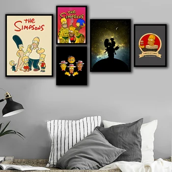 

Modular Picture Wall Art Poster HD Print American Caricature Simpson Canvas Painting Home Decorated Room Frameless