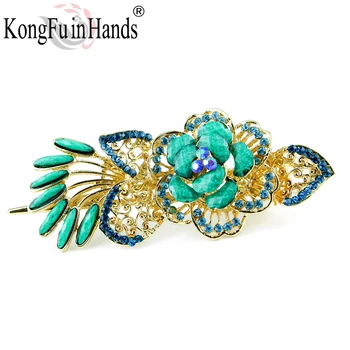 

Colorful Rose Flower Head Accessories Barrettes Ladies Clip Hair Band Christmas Present Crystal Rhinestones Headpiece Baroque