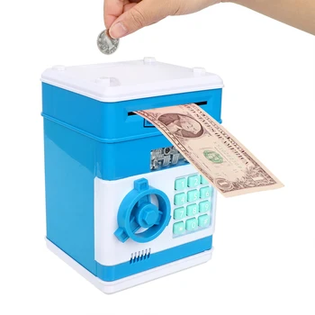 

Automatic Insert Bills ATM Bank Safe Box Cash Coins Saving Box Password Money Box Christmas Gift Electronic Piggy