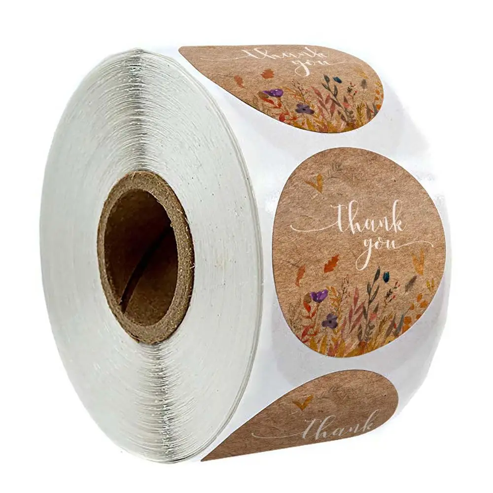 Натуральные круглые цветы из крафт волокна спасибо наклейки s стикер для