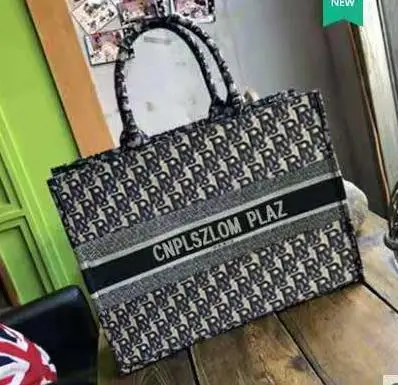 

Luxury Brand Women Canvas Designer Book Tote Shoulder Bag High Quality Letters Print Embroidery Female Casual Shopping Handbag