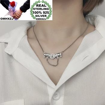 

OMHXZJ Wholesale HA115 European Fashion Woman Girl Birthday Party Gift Elephant Coin 100% 925 Sterling Silver Pendant Necklace