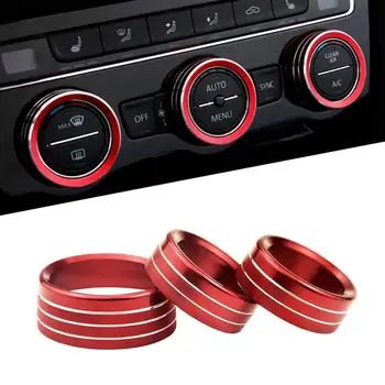 

3*Air Condition&Audio Switch Knob Trim Ring for Dodge Challenger/Charger 15+ Red