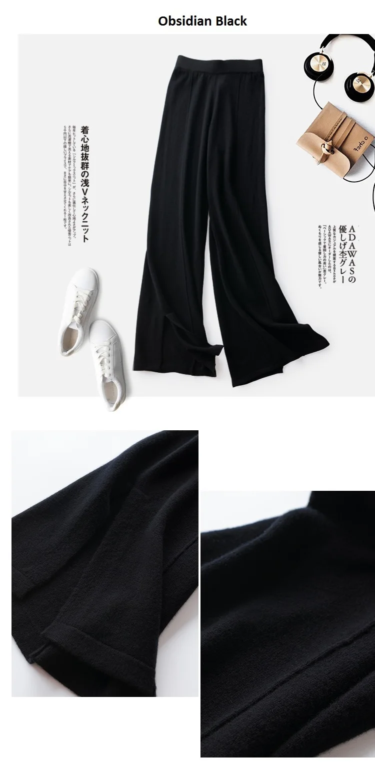 VOGGIN Wool women culottes Wide-leg pants women Merino worsted Knitted wear Loose solid color High Quality Fashion 2020 Autumn