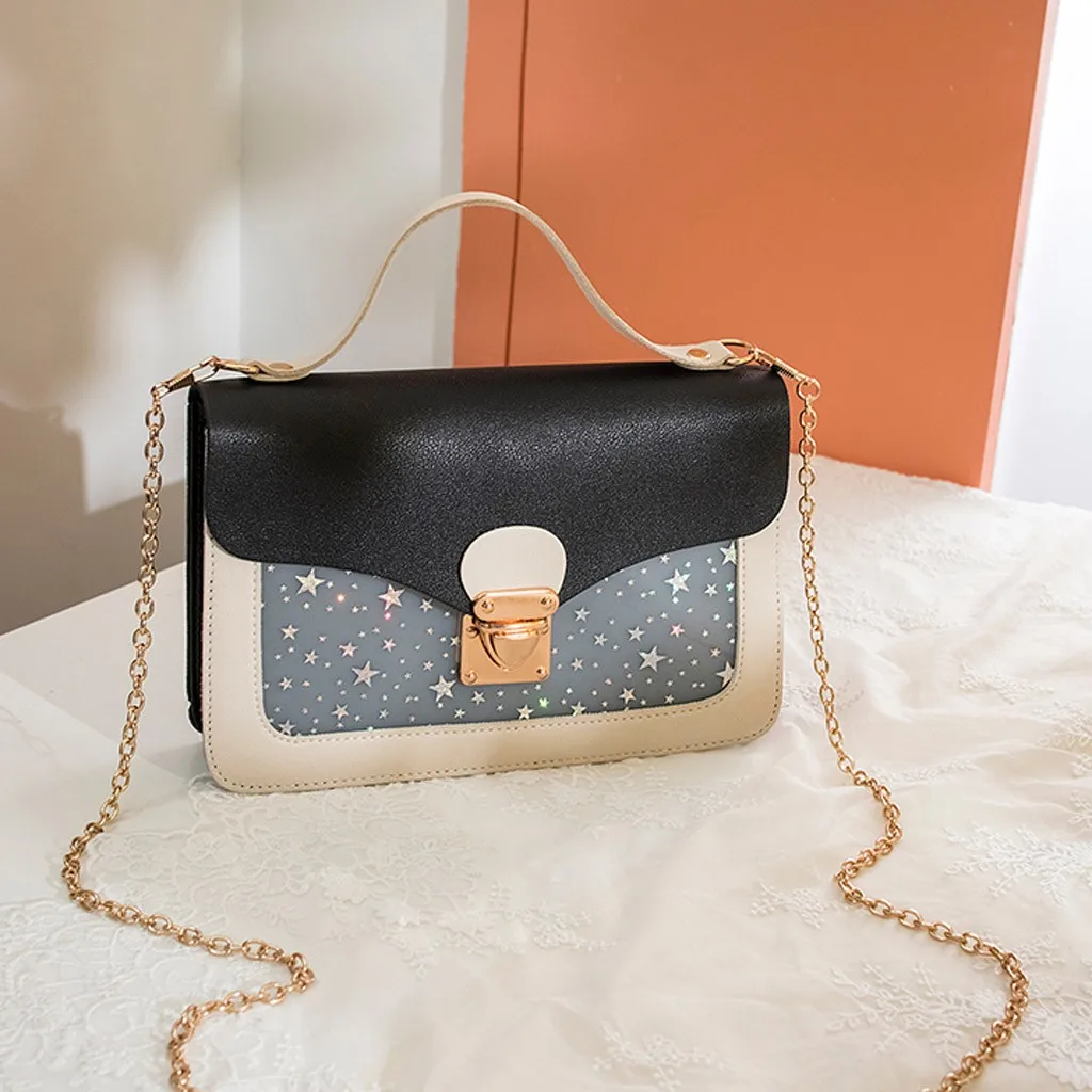 Женская маленькая квадратная сумка на плечо, модная дизайнерская сумка-мессенджер со звездами и блестками, сумка через плечо, клатч, кошелек, сумки, Sac# YJ